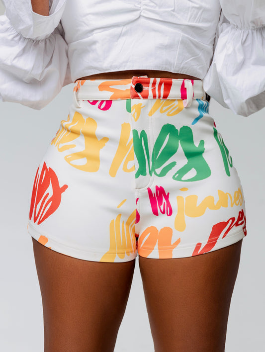 Junes Yves white signature shorts
